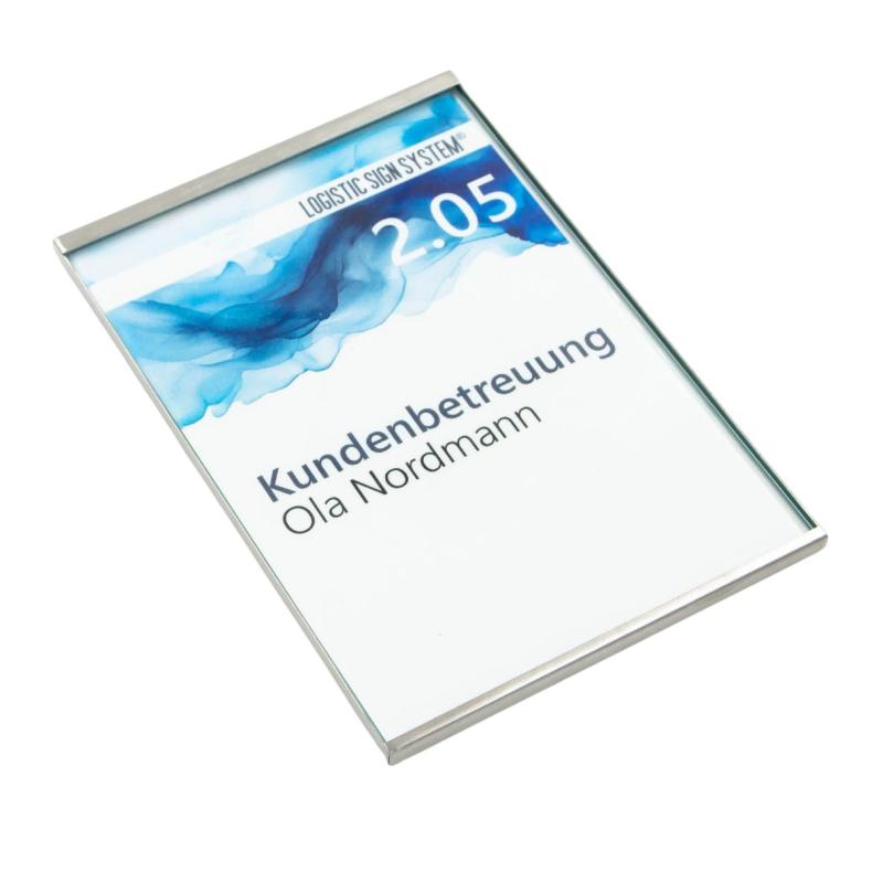 Tuerschild Vitrum G aus Glas und Edelstahl 150 105 mm